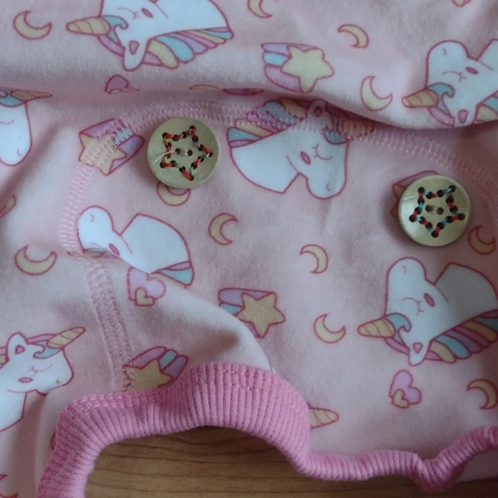 Kyeese Soft Velvet Dog Pajamas Pink with Unicorns Size XL
